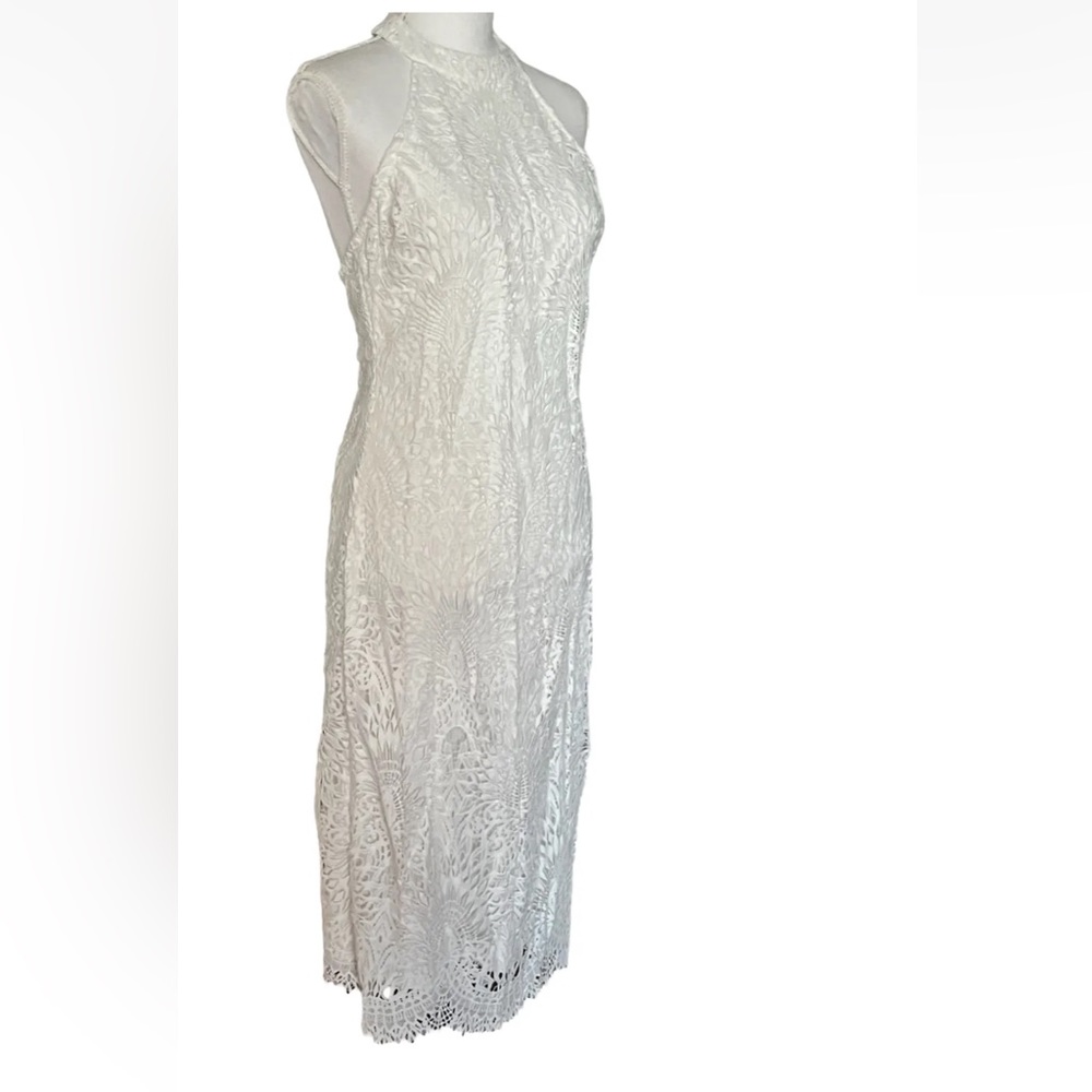 LULUS White Floral Lace Dress Midi Size Medium NEW Wedding Party